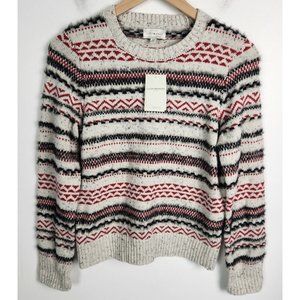 Lucky Brand Women's Sz. S Ivory/Red/Black Wool Blend Sweater NWT